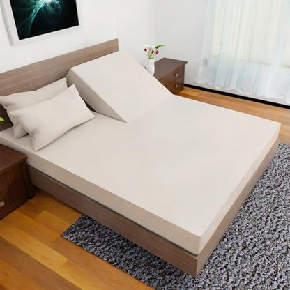 Top Split Flex Head California King Size Sheet Set - Egyptian Quality Ultra-Soft Bed Sheets - Double Brushed - Deep Pockets- Easy Fit - 4 Piece Set- Fade Resistant (Ivory)