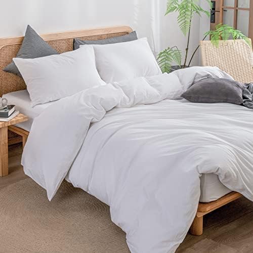 BESTOUCH Cotton Solid Duvet Cover Set Bright White Super King Plus