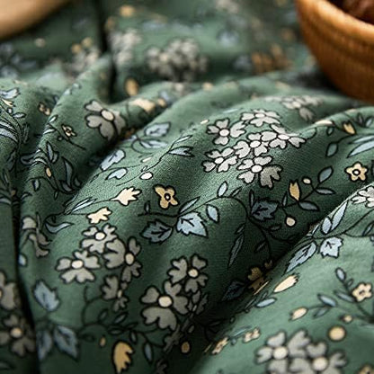 LifeTB Jersey Knit Cotton Duvet Cover Twin Green Floral Bedding Sets 100% T Shirt Cotton Botanical Bedding Garden Chic Knit Cotton Comforter Cover Vintage Floral Duvet Cover