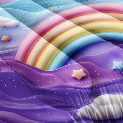 QOOMO Rainbow Kids Comforter Set Twin Size