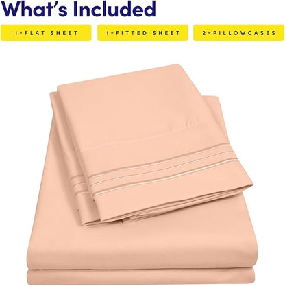 1500 Supreme Collection California King Sheet Sets Peach - Luxury Hotel Bed Sheets and Pillowcase Set for California King Mattress - Extra Soft, Elastic Corner Straps, Deep Pocket Sheets Peach