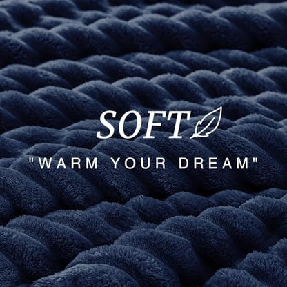 EXQ Home Fluffy Comforter Set Twin Size,2 Pieces Bed Set,Navy Blue