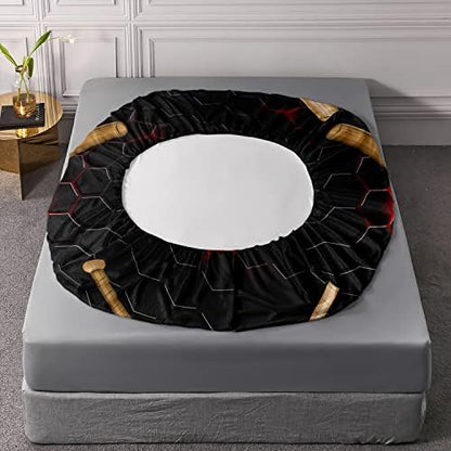HOSIMA Honeycomb Baseball Twin Fitted Sheet,1 Fitted Sheet+2 Pillowcases.
