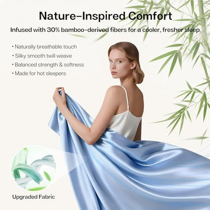 MR&HM Full Size Sheets 4 Pieces, Rayon Derived from Bamboo Blend