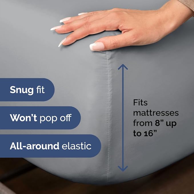 Bulk Case Pack of 16 Sheet Sets - (16) Complete Twin XL Size Sheet Sets w/ Deep Pockets - Wholesale Bulk Bedding for Hotels, Spas & Airbnbs - Breathable, Soft & Wrinkle Free - (Twin XL, Steel Blue)