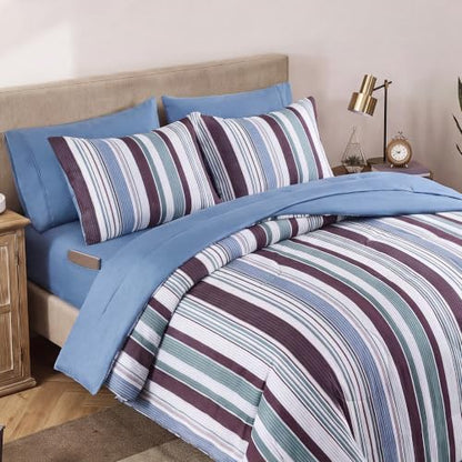 Monbix Full Size Comforter Set-7 Pieces Soft Bed in a Bag Full Bedding Sets