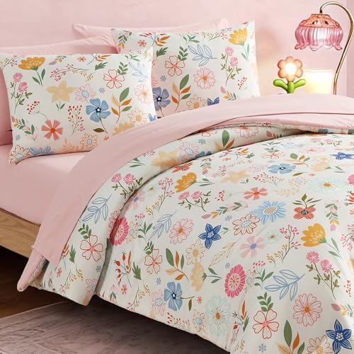 Full Size Comforter Sets for Girls - 7 Pieces Floral Full Size Bedding Sets