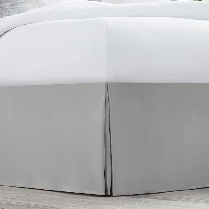 Nestl Silver Full Bed Skirt - Full Size Bed Skirt 14 Inch Drop - Brushed Microfiber Bed Skirts - Hotel Quality Pleated Bed Skirt - Shrinkage & Fade Resistant