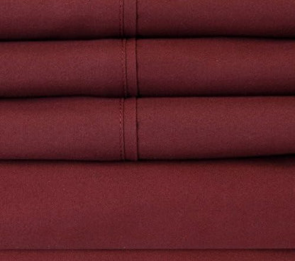 Full Size Bed Sheets - 6 Piece 1500 Supreme Collection Fine Brushed Microfiber Deep Pocket Full Sheet Set Bedding - 2 Extra Pillow Cases, Great Value, Full, Burgundy