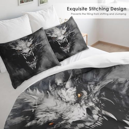 Pamnest Twin Comforter Set, 2 Pieces Dragon Gray Bedding, All Season