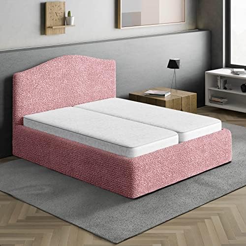 PAULATO BY GA.I.CO. Stretch Headboard and Frame Slipcover – Soft Bi-Elastic 1-Piece Bedframe Cover – Furniture Protector Machine Washable – Coral Pink (Full/Queen 55"-71" Wide)