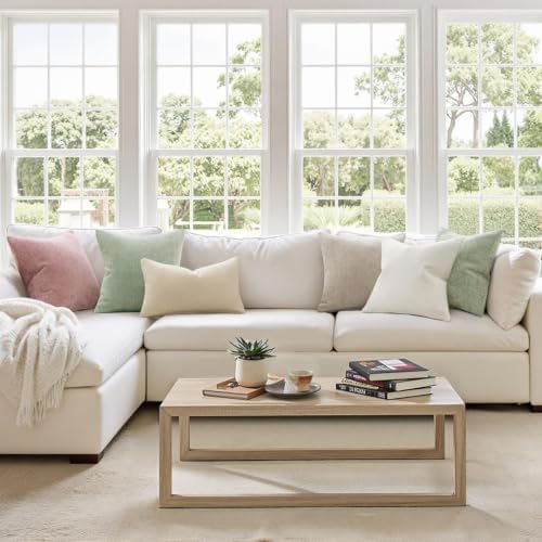 MIULEE Decorative Neutral Cream Euro Sham Pillow Covers 24x24 Inch 2 Pack