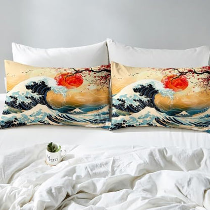 Feelyou Japanese Wave Duvet Cover King Size Boys Girls Teens