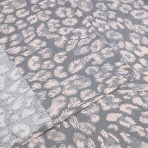 DAUAOTO King Size Printed Sheets Set, 100% Cotton Bedding Sets, Up to 14" Deep Mattress, Modern Pattern Bedlinen Set, Leopard Gray