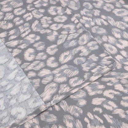 DAUAOTO King Size Printed Sheets Set, 100% Cotton Bedding Sets, Up to 14" Deep Mattress, Modern Pattern Bedlinen Set, Leopard Gray
