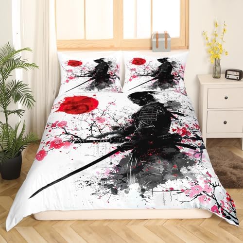Feelyou Japanese Samurai Duvet Cover Twin Size Boys Girls Teens