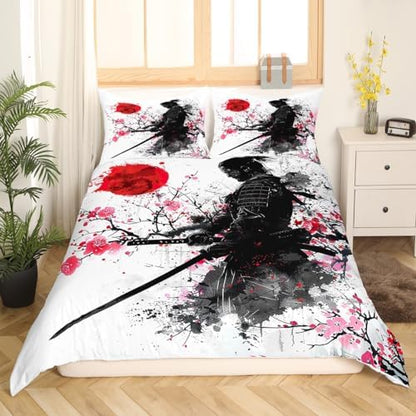 Feelyou Japanese Samurai Duvet Cover Twin Size Boys Girls Teens