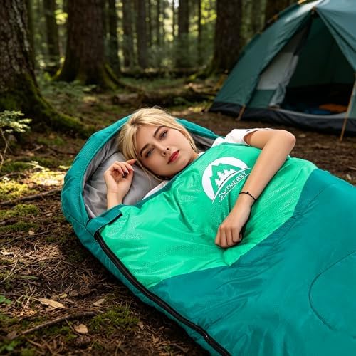 SWTMERRY Sleeping Bag 3 Seasons (Summer, Spring, Fall) Warm & Cool Weather - Lightweight,Waterproof Indoor & Outdoor Use for Kids, Teens & Adults for Hiking and Camping