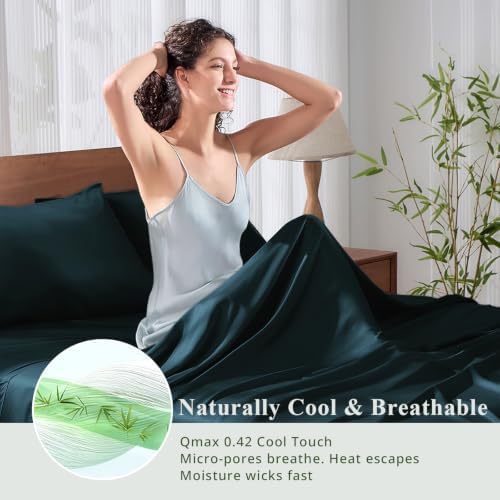Bamboo Viscose Sheet Set Queen Size, Cooling Sheets Bed Set 4pcs