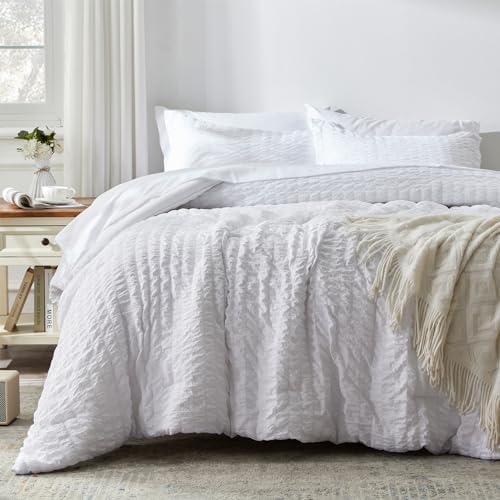 Queen Comforter Set 7 Piece, White Bed in a Bag Queen Size Bedding Sets