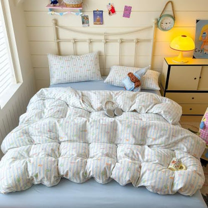 VM VOUGEMARKET Cute Fish Duvet Cover Set Queen,Blue Striped