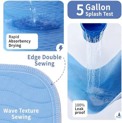 Accompagner Incontinence Bed Pads Washable Waterproof, Ultra-Absorbent Reusable Underpads for Diaper Changing, Nursing, Bedridden, Adults, Seniors, Kids and Dogs (Blue, 36"x36"(Pack of 6))