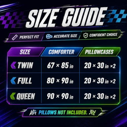 AILONEN Racing Car Comforter Set for Kids Boys Teens Twin Size, Extreme Sports Bed in a Bag,Cool Speed Race Bedding Sets,Colorful Car Theme Duvet Set,1 Quilt and 2 Pillowcases,3 Pieces