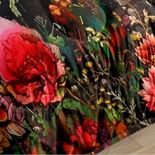 CCoutueChen Smile Skull Comforter Set King Size, Gothic Floral Bedding Set for Women Bedroom Decor,3 Pcs 2 Pillowcases/104 * 90