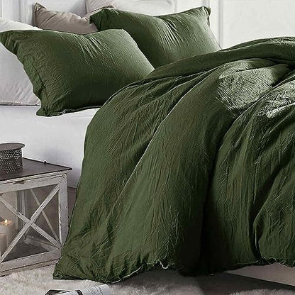 California King Size Comforter Set 3 Piece, Dark Olive Green