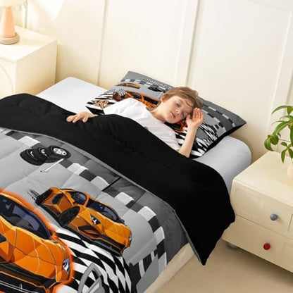 Feelyou Race Car Comforter Set Full Size for Boys Girls