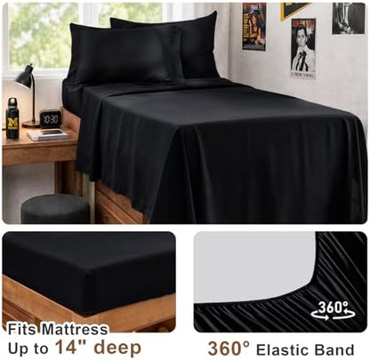 JOLLYVOGUE Twin XL Comforter Set, Ultra-Soft Bed in a Bag Twin XL Size 5 Pieces, Oeko-TEX Certified Bedding Set with Down Alternative Comforter, Sheets, Pillowcases & Shams, Black