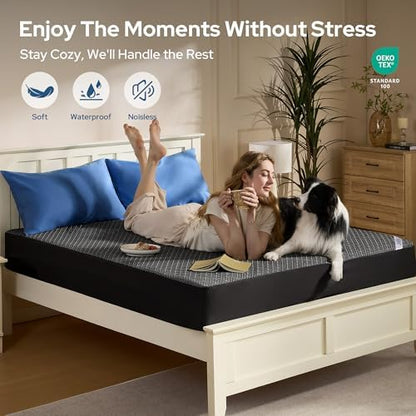 BEDLORE King Mattress Protector, Waterproof Noiseless Mattress Cover