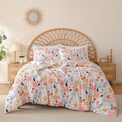 Yibeizi Girls Floral Full Size Kids Comforter Set Boho Bedding