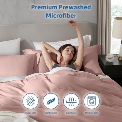 Hearth & Harbor Prewashed California King Duvet Cover Set, Blush Pink