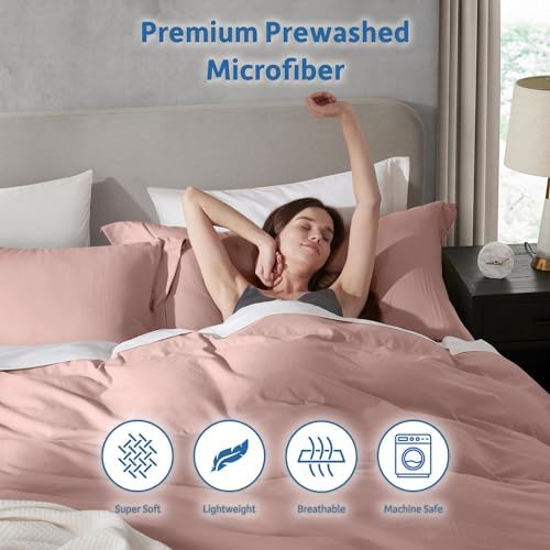 Hearth & Harbor Prewashed King Duvet Cover Set, Blush Pink