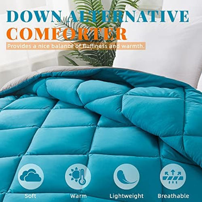 Down Alternative Comforter Algiers Blue/Dark Grey Twin Size - Duvet Insert