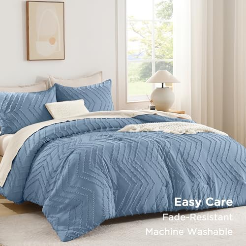 Andency Greyish Blue Oversized Super King Comforter Set 120x120 Extra Large