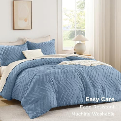 Andency Greyish Blue Oversized Super King Comforter Set 120x120 Extra Large