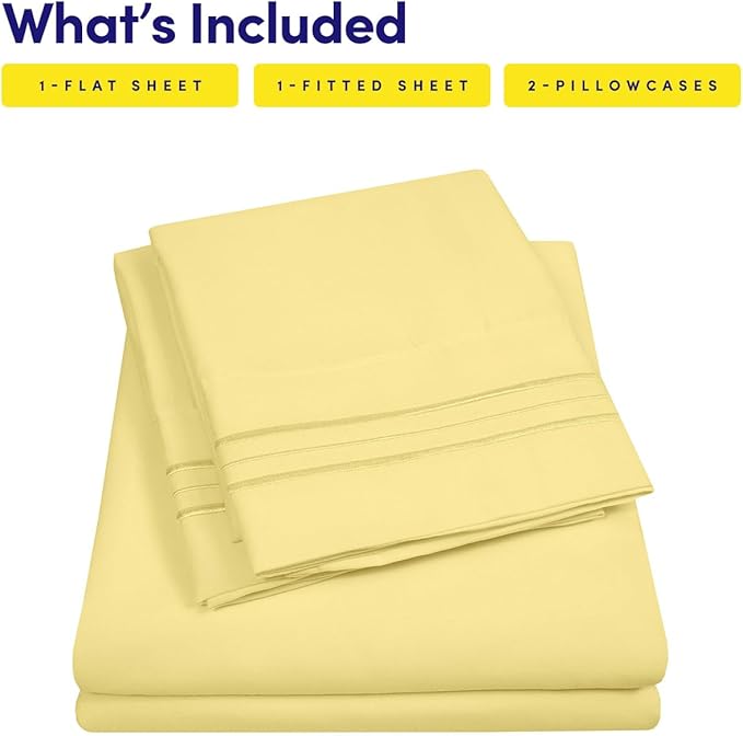 1500 Supreme Collection California King Sheet Sets Pale Yellow - Luxury Hotel Bed Sheets and Pillowcase Set for Cal King Mattress - Extra Soft, Elastic Corner Straps, Deep Pocket Sheets Pale Yellow