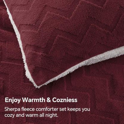 BEDELITE Fluffy Sherpa Queen Comforter Set,Caramel