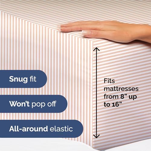 King Size 4 Piece Sheet Set - Ultra Soft & Cooling Sheets - Blush Stripes 1
