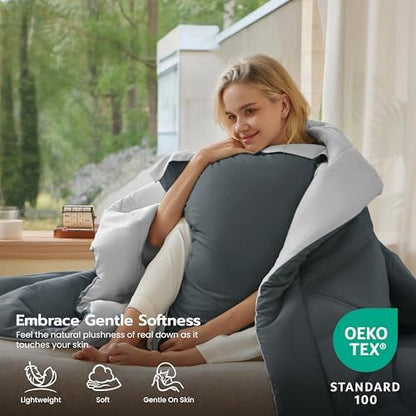Joiedomi Twin Comforter Set with Sheets Dark Grey, 5 Pieces Twin Bedding Sets with 1 Down Alternative Comforter, 1 Flat Sheet, 1 Fitted Sheet, 1 Pillowcase and 1 Pillow Sham, Bed in a Bag All Seasons