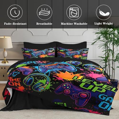 WeCozy 7 Pieces Full Comforter Set for Boys - Gaming Bedding for Kids