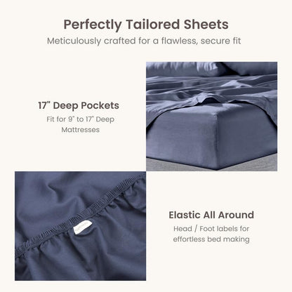 Bioweaves 100% Organic Cotton 1 Full Size Fitted Sheet Only | 300 Thread Count Sateen Weave GOTS Certified with Deep Pocket - Mineral