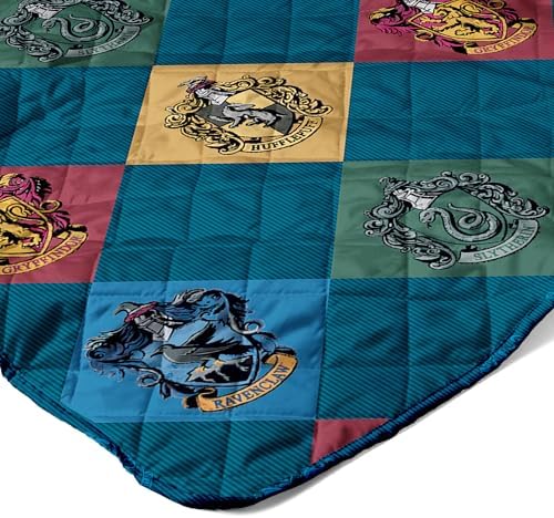 Warner Bros Harry Potter House Crest Sampler Quilted Throw Blanket, Wizarding World Design, Adults Boys Girls, Soft Lightweight Bedding for Bed, or Couch, 60 x 80 inches