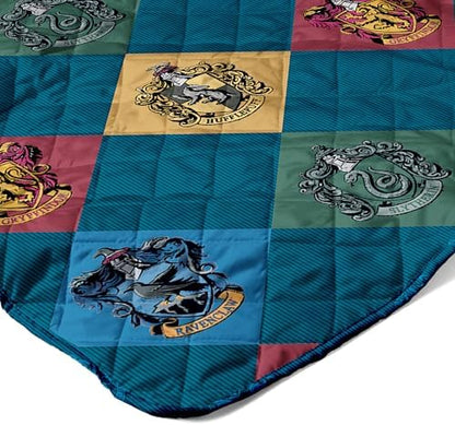 Warner Bros Harry Potter House Crest Sampler Quilted Throw Blanket, Wizarding World Design, Adults Boys Girls, Soft Lightweight Bedding for Bed, or Couch, 60 x 80 inches