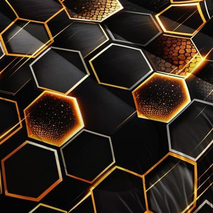 Nttopship Honeycomb Comforter Set Full Size, 100% Soft Ultra-fine Fiber Four Season Geometric Hexagon Golden Comforter Set with 1 Comforter and 2 Pillow Cases