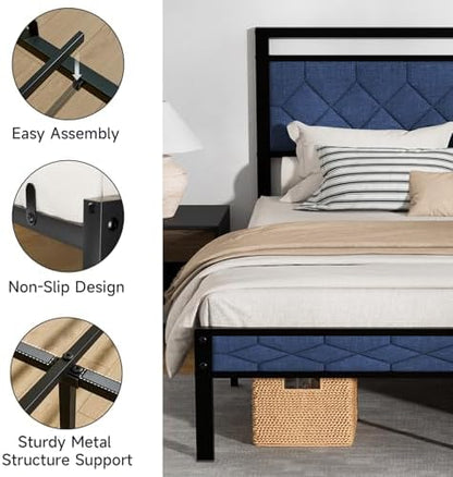 Z-hom Easy Assembly Upholstered Queen Bed Frame&Soft Padded Headboard