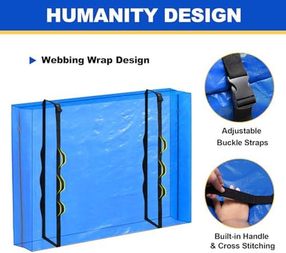 TICONN Mattress Bags for Moving, Heavy Duty Twin XL Mattress Cover Storage Bag with Full-Around Handle and Adjustable Buckles (Blue, Twin XL) (Pack of 8)