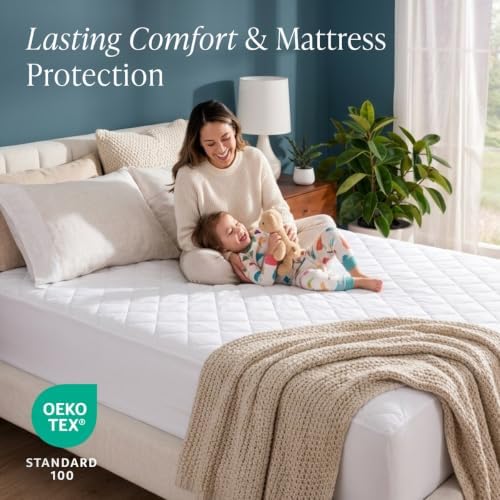 Bare Home Quilted Fitted Mattress Pad (Queen, Grey)